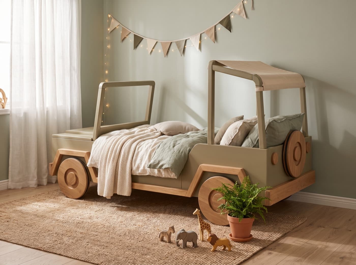 Safari Jeep Bed Hout, handgemaakt op maat | Uitgezaagd.nl