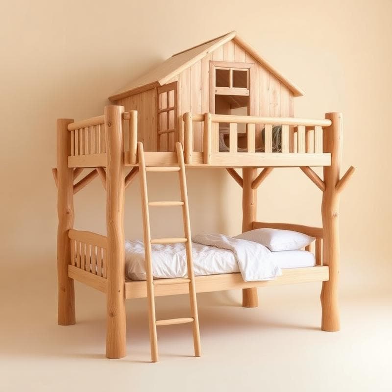 Boomhut Bed Hout — Handgemaakt houten kindermeubels op maat | Uitgezaagd.nl
