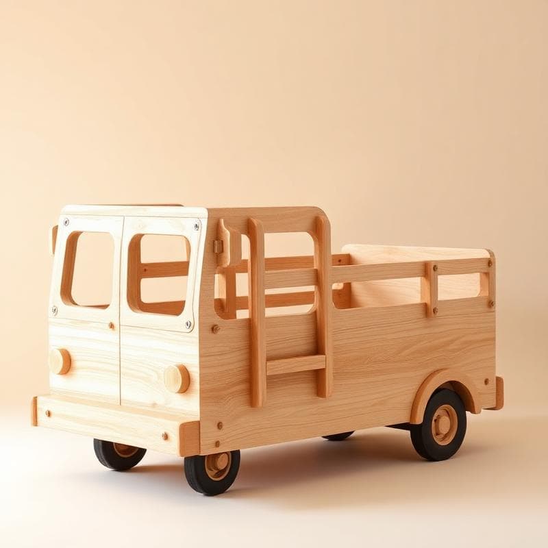 Brandweerauto Bed Hout — Handgemaakt houten kindermeubels op maat | Uitgezaagd.nl