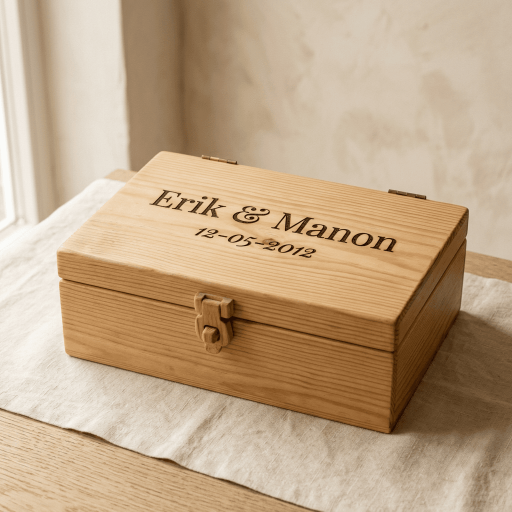Gepersonaliseerd houten herinneringskistje