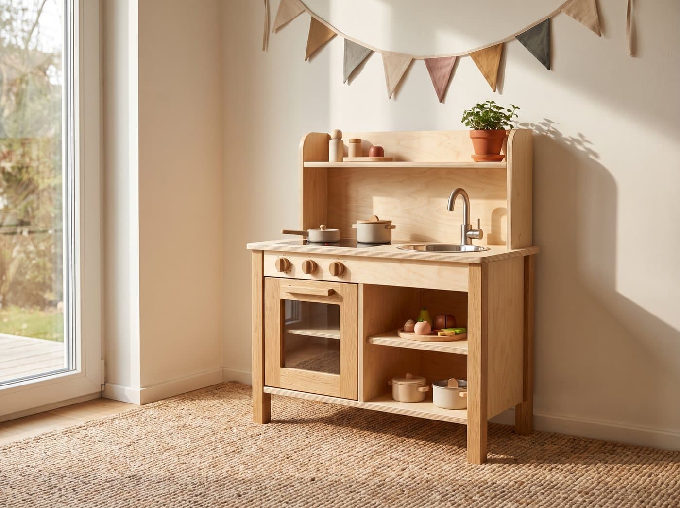 Houten huishoek-keuken voor rollenspel