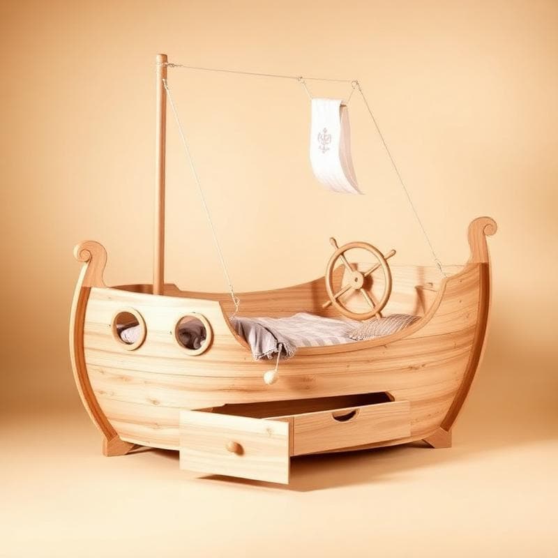 Piratenboot Bed Hout — Handgemaakt houten kindermeubels op maat | Uitgezaagd.nl