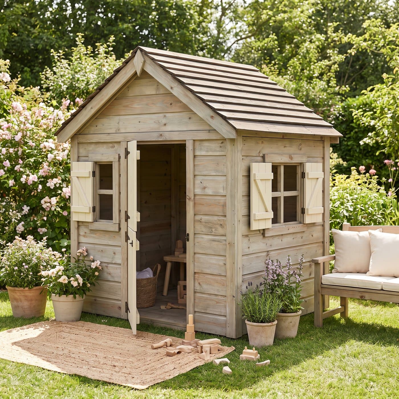 Tuinspeelhuis met glijbaan